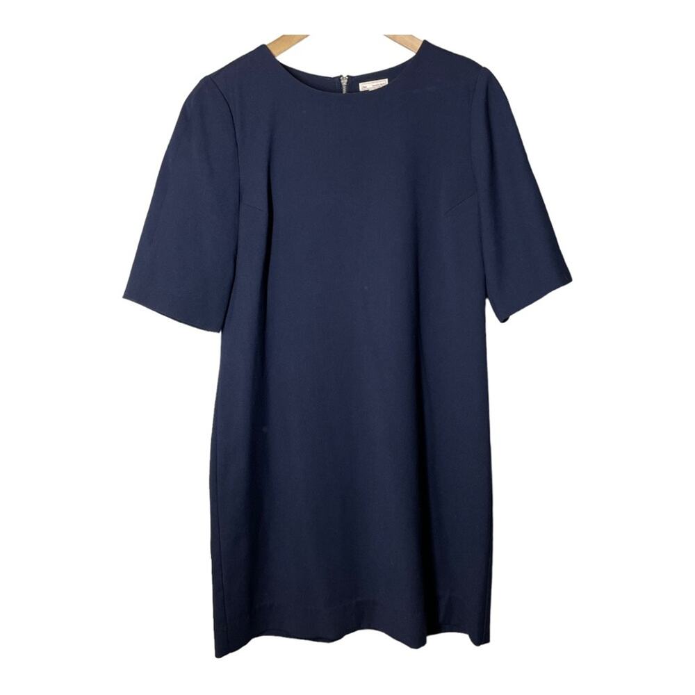 Gap Navy Blue Shift Dress Exposed Zipper Back Elbow Short Sleeve 8